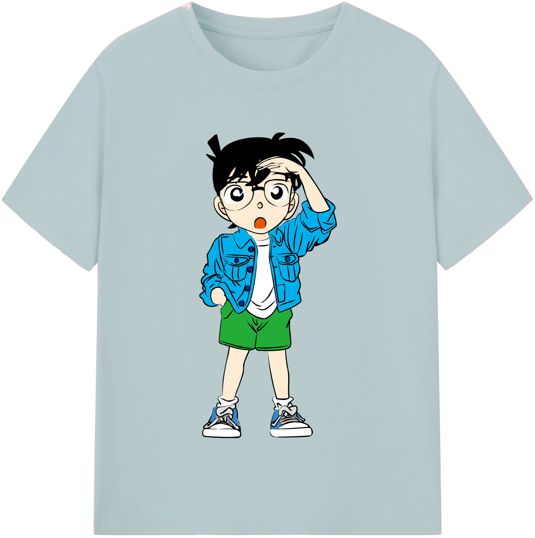 （画像用） 名探偵コナン 江戸川 コナン Detective Conan Conan Edogawa 綿100％半袖Tシャツ（フロントプリント）